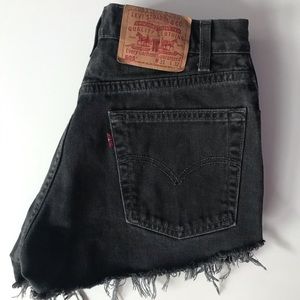 Levi’s 505 black denim cut off shorts